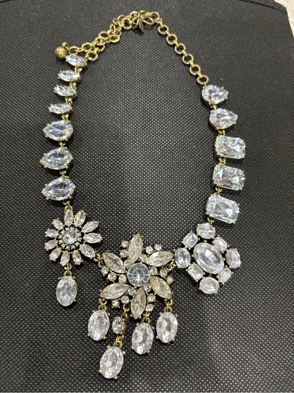 Gold-Tone Clear Crystal Floral Statement Necklace - Women Jewelry